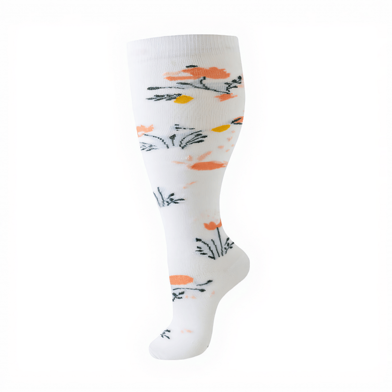 Plus Size Elegant Floral Compression Socks(3 Pairs) - image 9