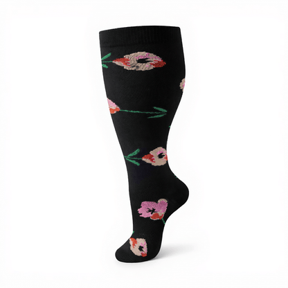 Plus Size Elegant Floral Compression Socks(3 Pairs) - image 11