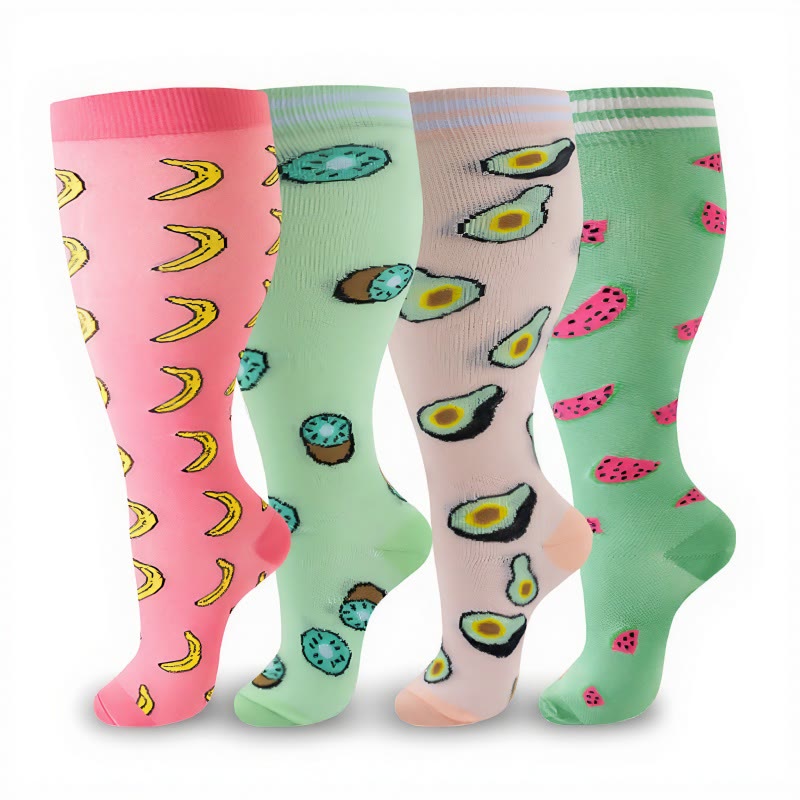 Plus Size Fruity Fun Compression Socks(4 Pairs) - image 2
