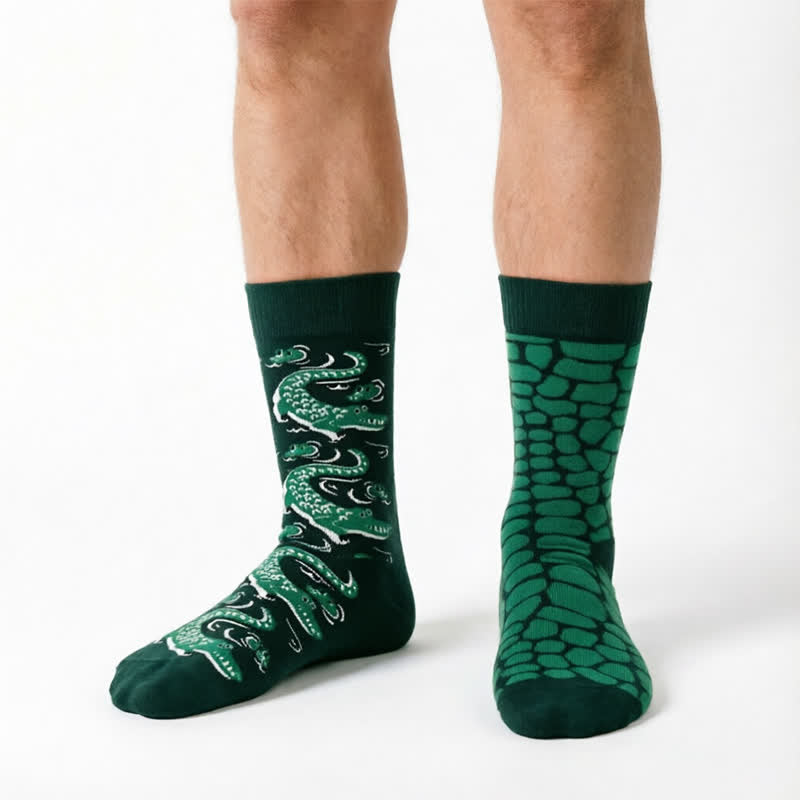 Cartoon Crocodile Quarter Socks - Green - EU35-43(US2-9) - image 0