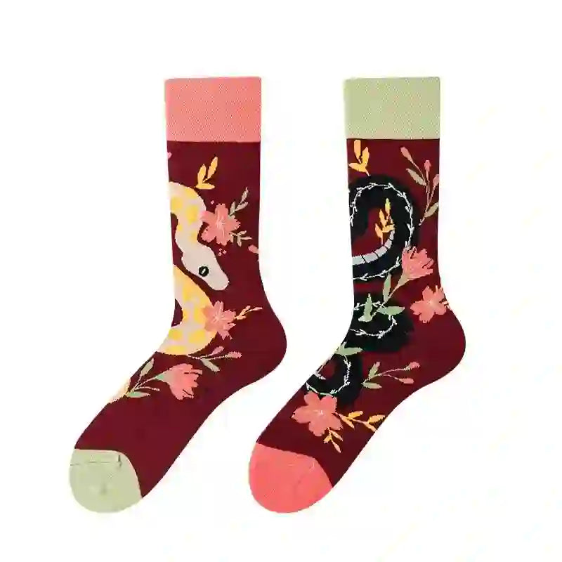 Snake Floral Quarter Socks - image 1