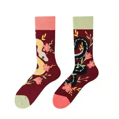 Snake Floral Quarter Socks - image 1