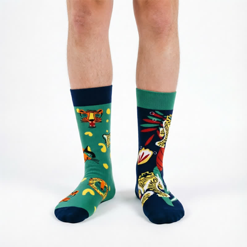 Playful Tiger Quarter Socks - Green - EU35-43(US2-9) - image 0