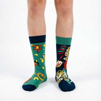 Playful Tiger Quarter Socks - Green - EU35-43(US2-9) - image 0