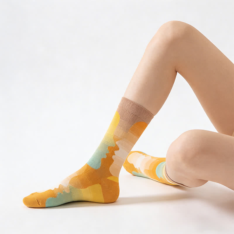 Playful Painting Pattern Quarter Socks(3 Pairs) - image 2