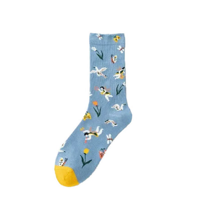 Hand Drawn Pattern Quarter Socks(4 Pairs) - image 8