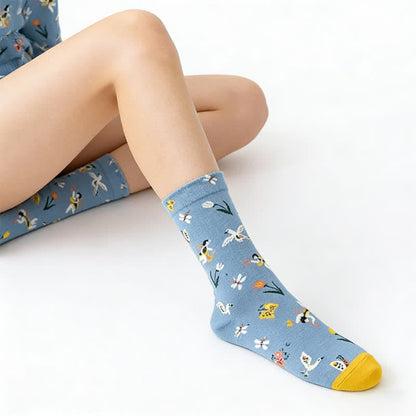 Hand Drawn Pattern Quarter Socks(4 Pairs) - image 4