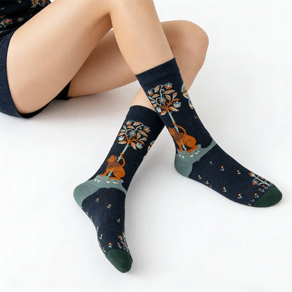 Hand Drawn Pattern Quarter Socks(4 Pairs) - image 3