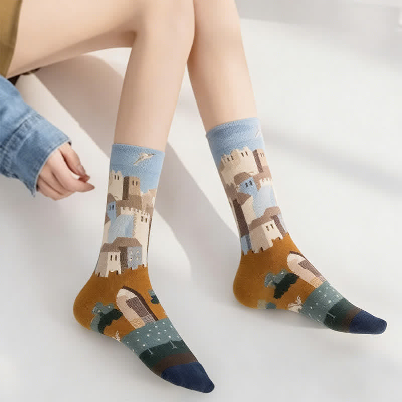 Playful Painting Pattern Quarter Socks(4 Pairs) - image 3
