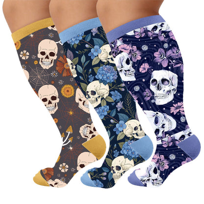 Plus Size Skull Series Compression Socks - Multicolor(3 Pairs) - 4XL - image 4