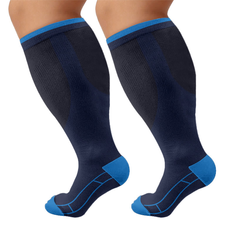 Plus Size Classic Solid Compression Socks - Navy Blue - 4XL - image 7