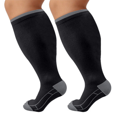 Plus Size Classic Solid Compression Socks - Black - 4XL - image 8