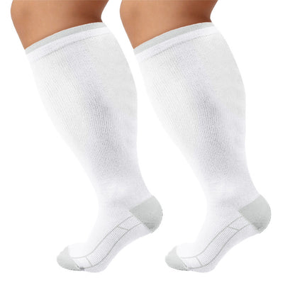 Plus Size Classic Solid Compression Socks - White - 4XL - image 5
