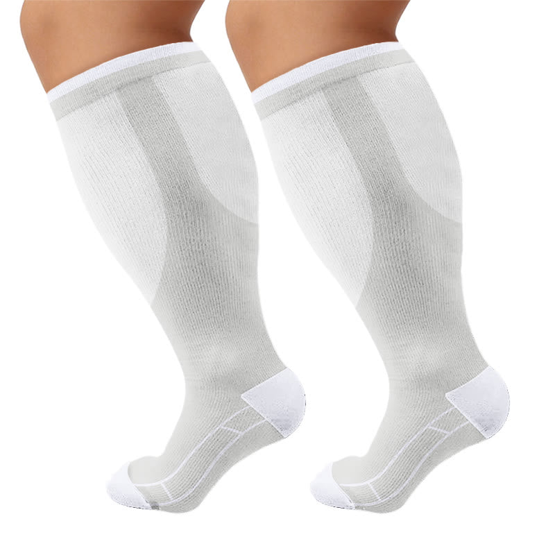 Plus Size Classic Solid Compression Socks - Grey - 4XL - image 6