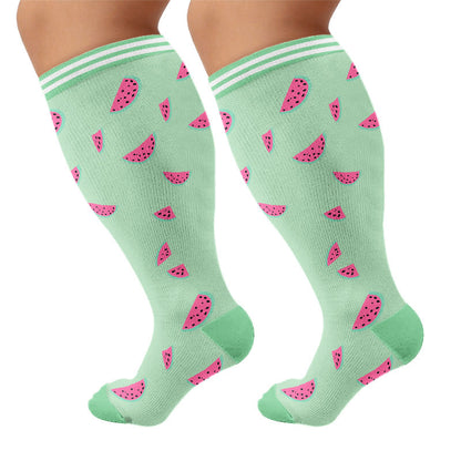 Plus Size Fruity Fun Compression Socks - Watermelon - 4XL - image 7