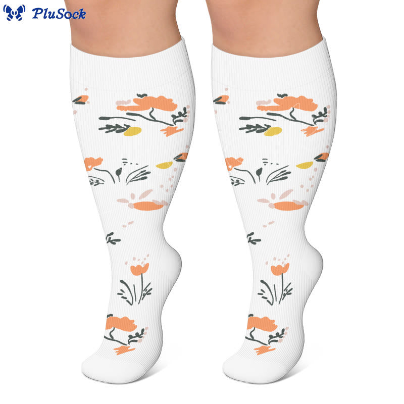 Plus Size Elegant Floral Compression Socks(3 Pairs) - image 4
