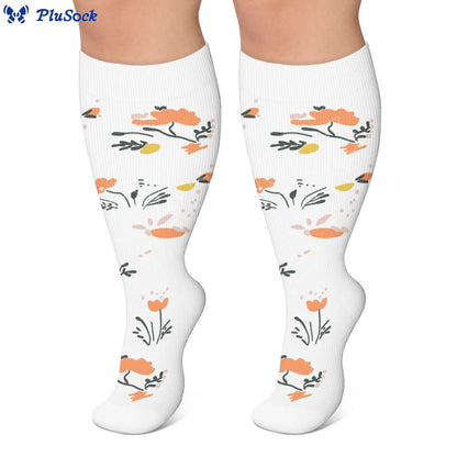 Plus Size Elegant Floral Compression Socks(3 Pairs) - image 4