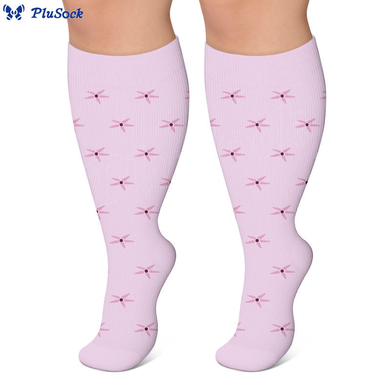 Plus Size Elegant Floral Compression Socks(3 Pairs) - image 5