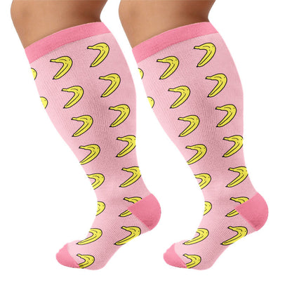 Plus Size Fruity Fun Compression Socks(4 Pairs) - Banana - 4XL - image 10