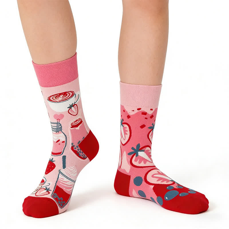 Cute Strawberry Quarter Socks - Pink - EU36-43(US3-9) - image 0