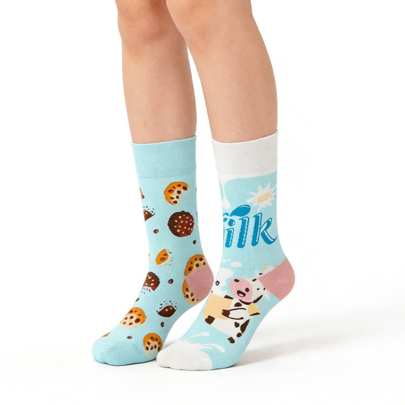 Milk Cookie Cow Quarter Socks - Light Blue - EU36-43(US3-9) - image 0