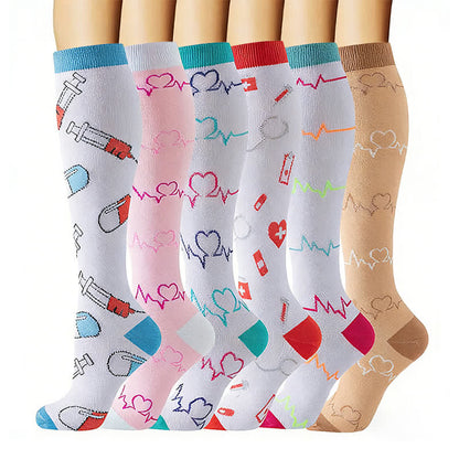 Healthcare Themed Compression Socks(6 Pairs) - Multicolor - L/XL - image 0