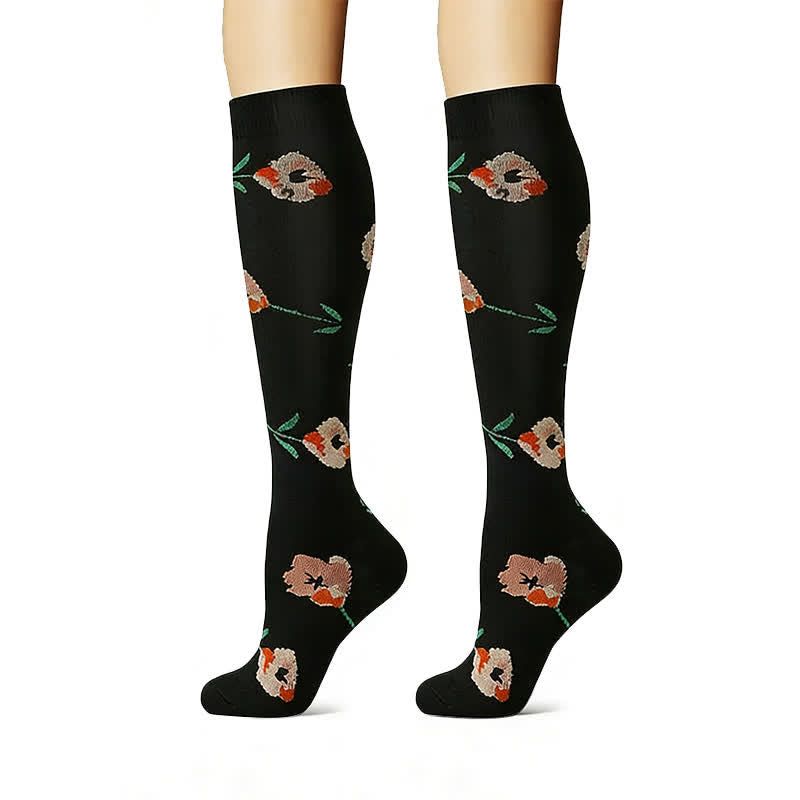 Floral Garden Embroidered Compression Socks(6 Pairs) - image 3