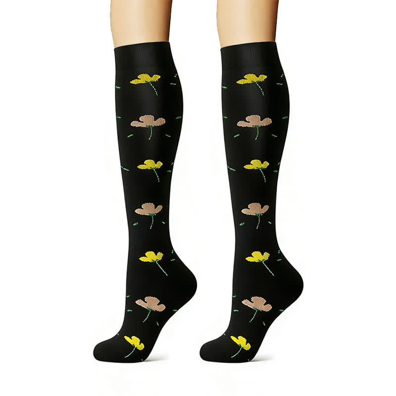 Floral Garden Embroidered Compression Socks(6 Pairs) - image 1
