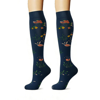 Floral Garden Embroidered Compression Socks(6 Pairs) - image 5