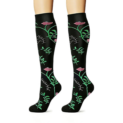 Floral Garden Embroidered Compression Socks(6 Pairs) - image 6