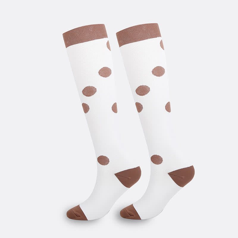 Pink Heart Knee High Compression Socks(3 Pairs) - White - S/M - image 2