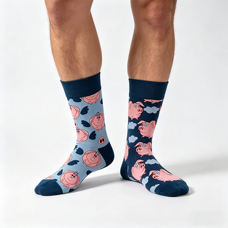 Playful Pig Print Quarter Socks - Navy - EU36-43(US3-9) - image 0