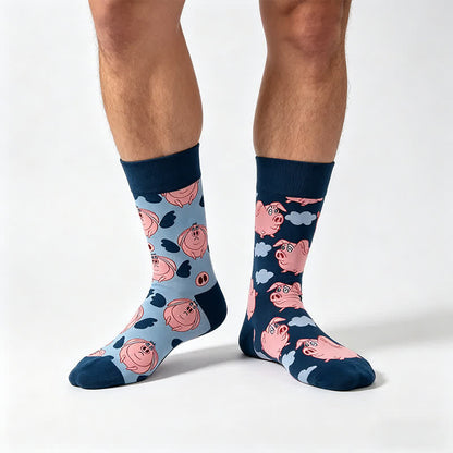 Playful Pig Print Quarter Socks - Navy - EU36-43(US3-9) - image 0