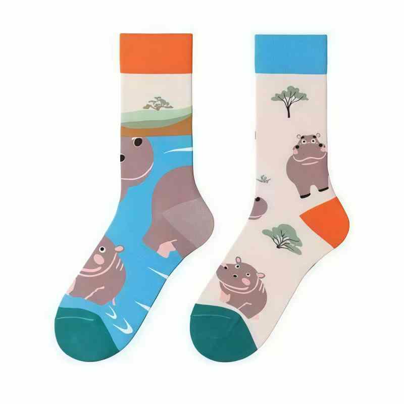 Hippo Cartoon Quarter Socks - image 1