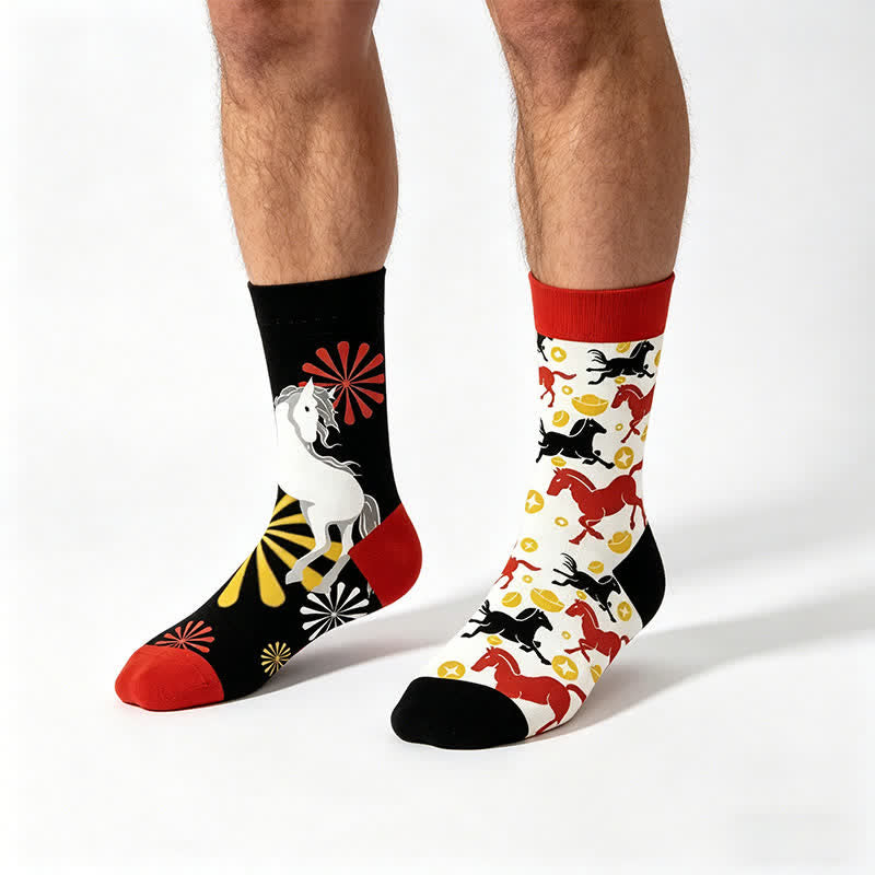 Horse Print Quarter Socks - Red - EU36-43(US3-9) - image 0