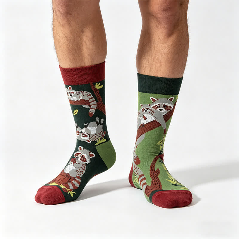 Forest Raccoon Quarter Socks - Brown - EU36-43(US3-9) - image 0