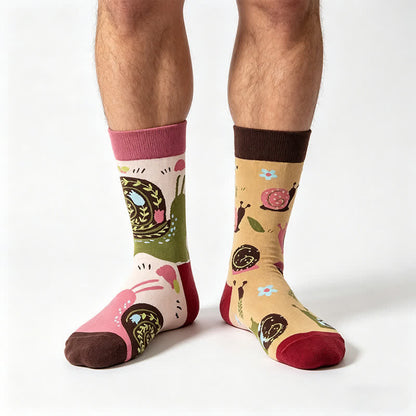 Cartoon Snail Floral Quarter Socks - Pink - EU36-43(US3-9) - image 0