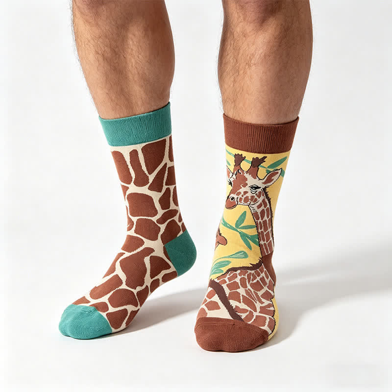Playful Giraffe Quarter Socks - Brown - EU36-43(US3-9) - image 0