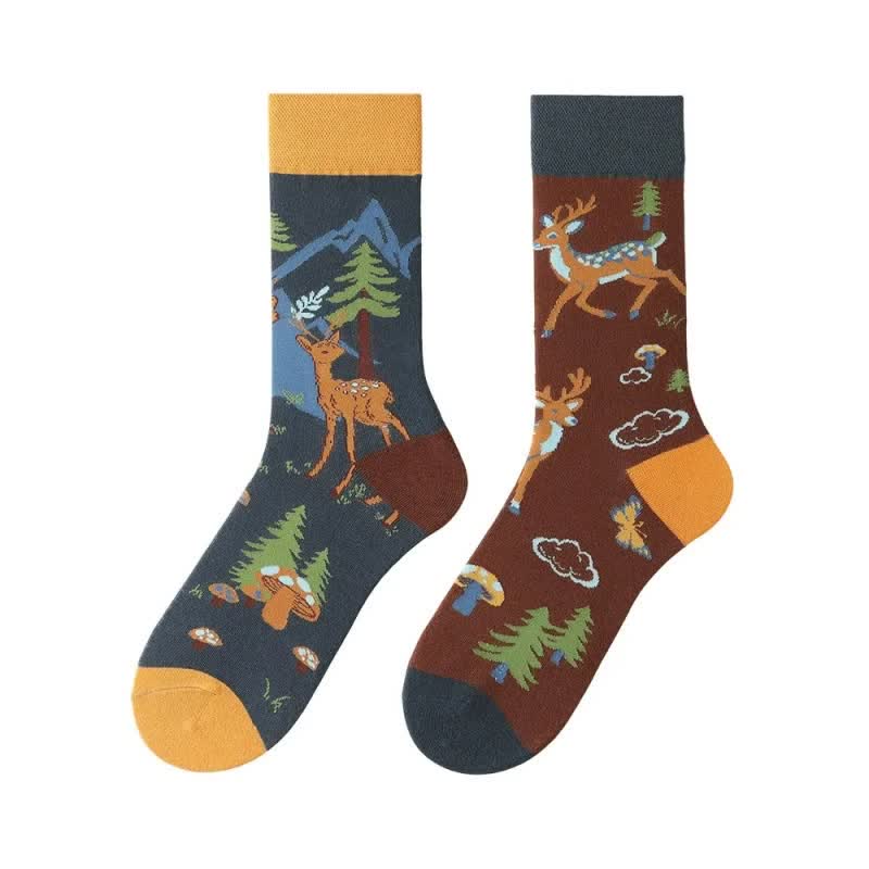 Forest Deer Cartoon Quarter Socks - image 1