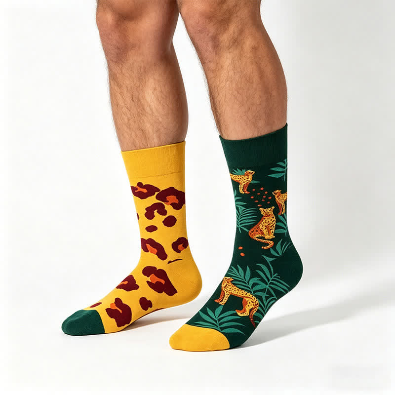 Cartoon Leopard Quarter Socks - Yellow - EU35-43(US2-9) - image 0