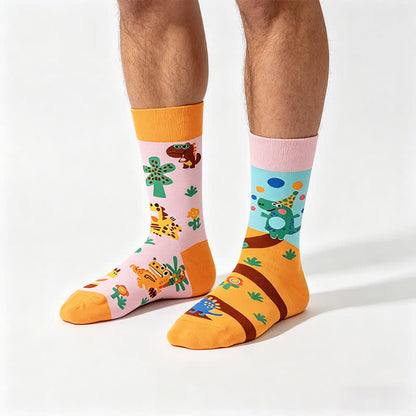 Playful Dinosaur Cartoon Quarter Socks - Orange - EU35-43(US2-9) - image 0
