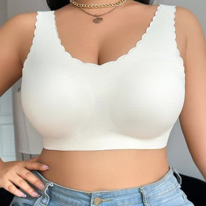 Seamless Wide Strap Wireless Bra - White - 4XL - image 1