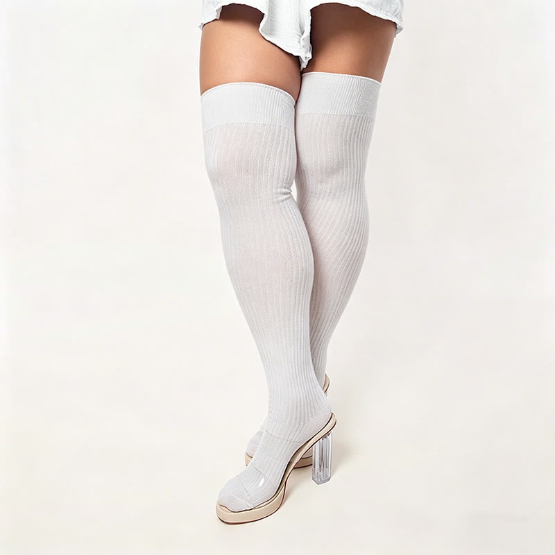 Candy Color Thigh High Socks - White - One Size - image 6