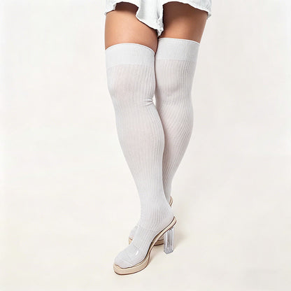 Candy Color Thigh High Socks - White - One Size - image 6