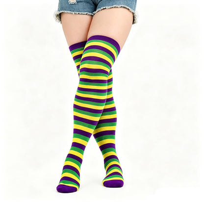 Star Stripe Thigh High Socks(3 Pairs) - B - One Size - image 3