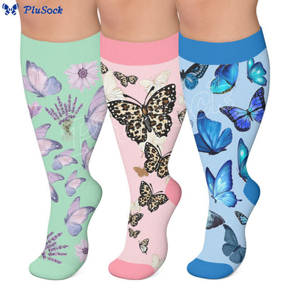 Plus Size Mint Butterfly Compression Socks - image 0