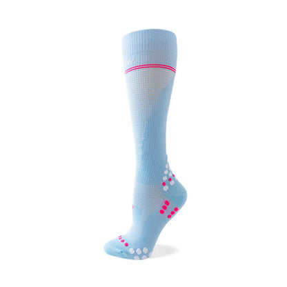 Waffle Mesh Knee High Compression Socks - Sky Blue - S/M - image 3