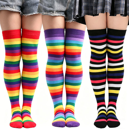 Rainbow Stripe Thigh High Socks - image 0
