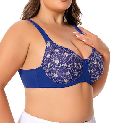 Silver Flower Embroidery Pattern Full Coverage Bras - image 5