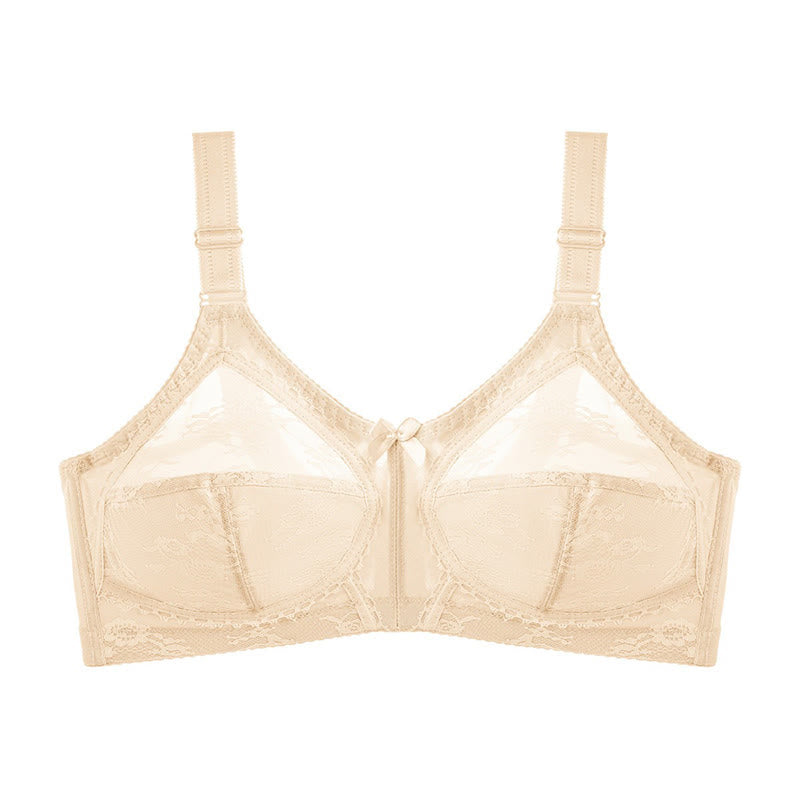 Lace Bow Full Coverage Bras - Nude - 50 - D - image 9